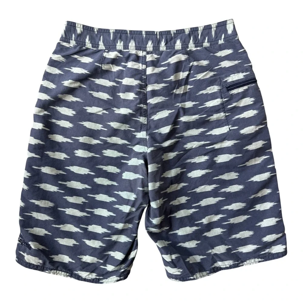 Patagonia Boys‎ Wavefarer Boardshorts Size 14 Gray Green Print Surf Swim Trunks